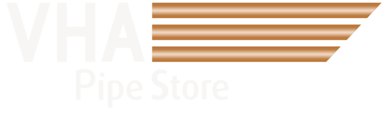 VHA Pipe Store logo valkoisella tekstillä